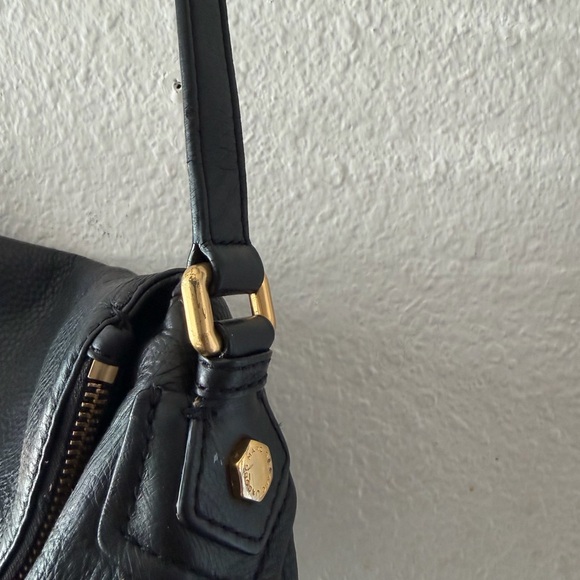 Marc Jacobs Black Leather Hobo Bag with Gold Accents - Picture 4 of 15